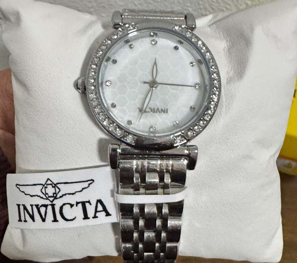 Invicta Wildflower Women's Silver Honeycomb Dial Wristwatch Crystal Bezel